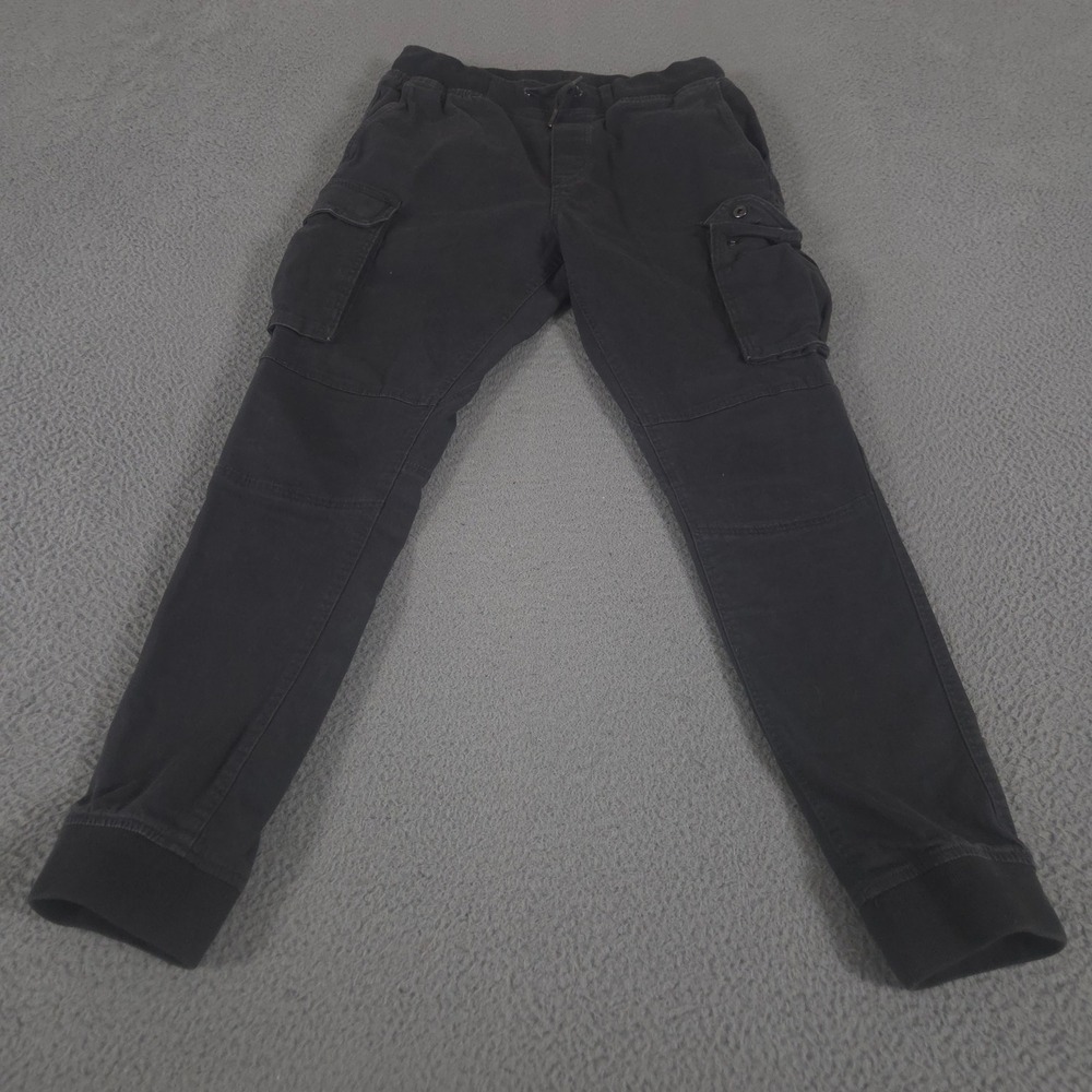H&M Pants Mens Small Black Skinny Fit Cargo Joggers Elastic Waist Cotton Blend